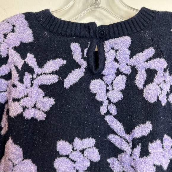 Janie and Jack FLORAL BOUCLE SWEATER Dark Marine Floral - Picture 6 of 9